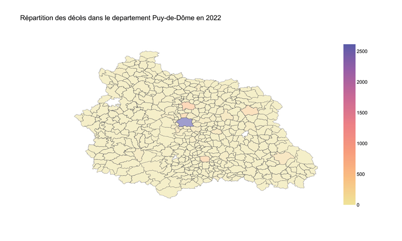 Nombre de décès dans le dpt Puy de Dôme