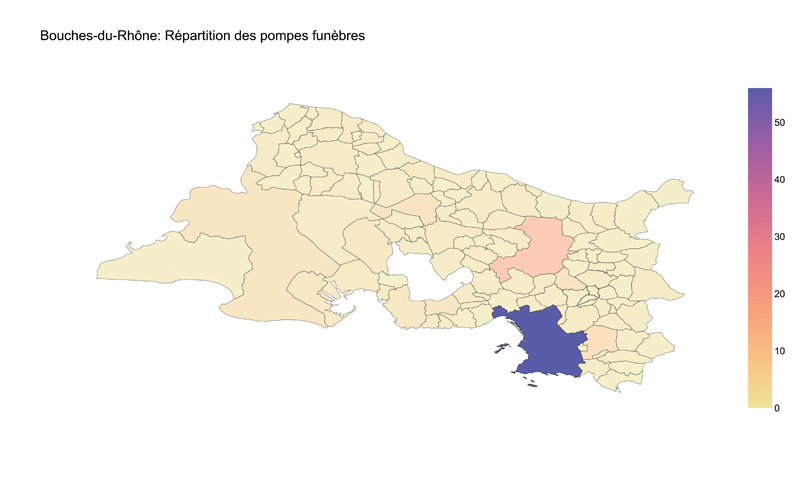 Répartition des pompes funèbres dpt Bouches du Rhône