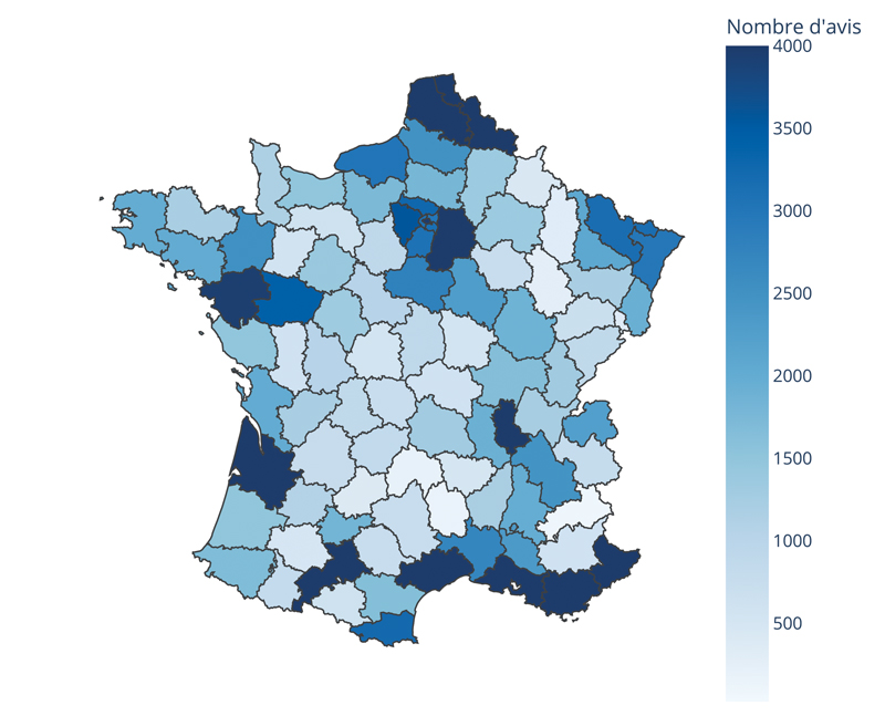 carte france dpt volume