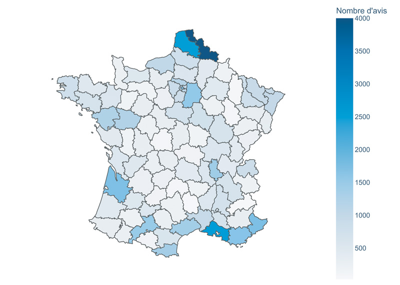 carte france dpt volume