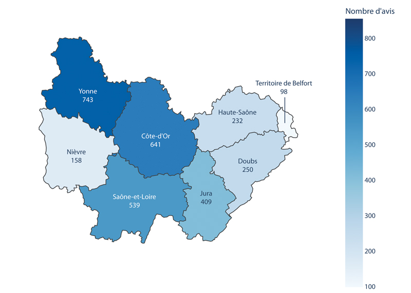 carte region Bourgogne Franche Comté volume