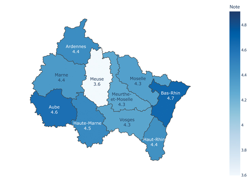 carte region Grand Est note moyenne