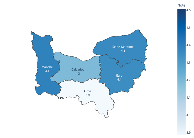 carte region Normandie note moyenne