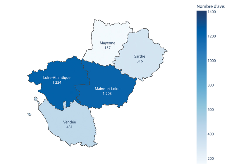 carte region Pays de la Loire volume